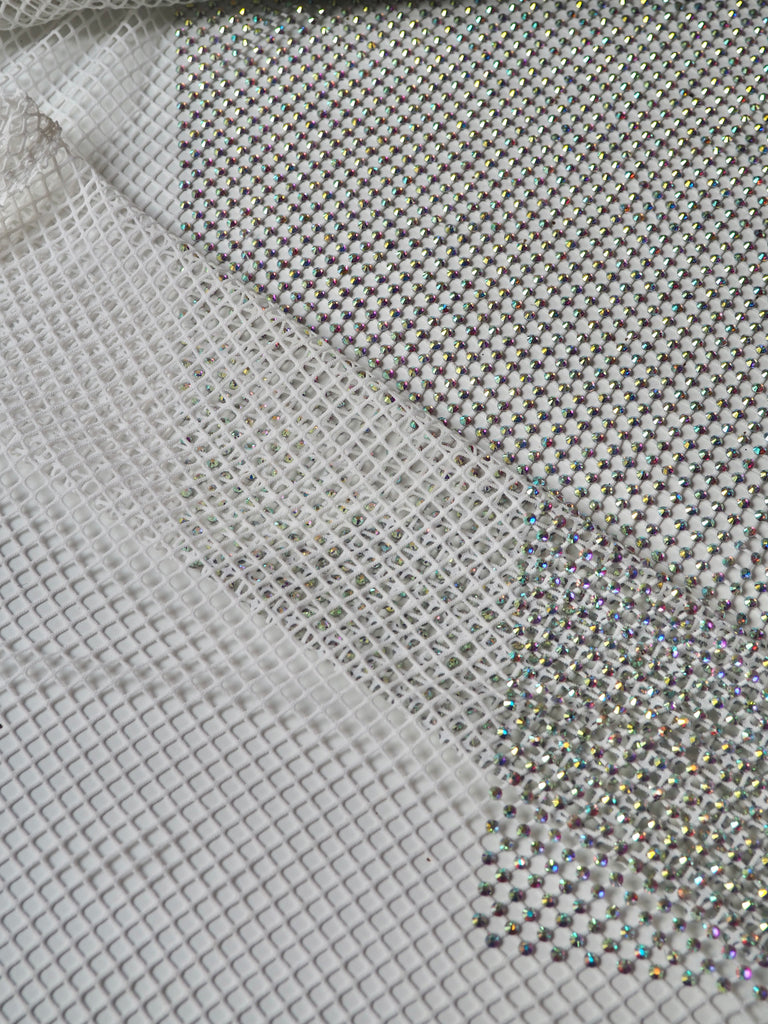 White Iridescent Crystal Fishnet