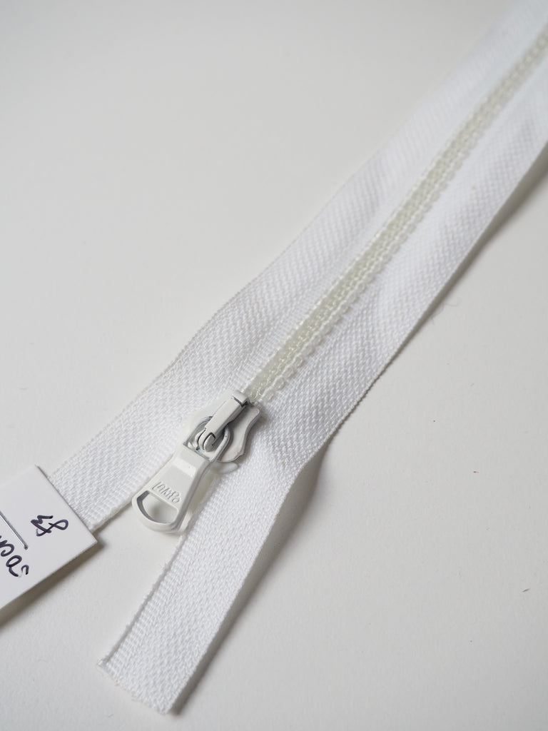 Lampo White Clear Teeth Open-Ended Zips 50cm