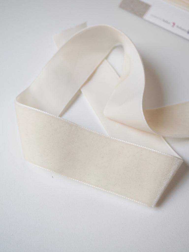 Berisfords Cream Velvet Ribbon 36mm