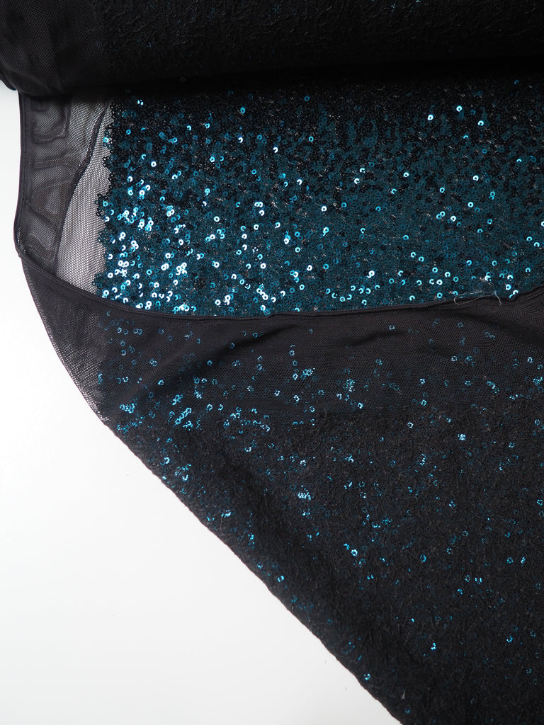 Bright Blue Sequin Stretch Mesh