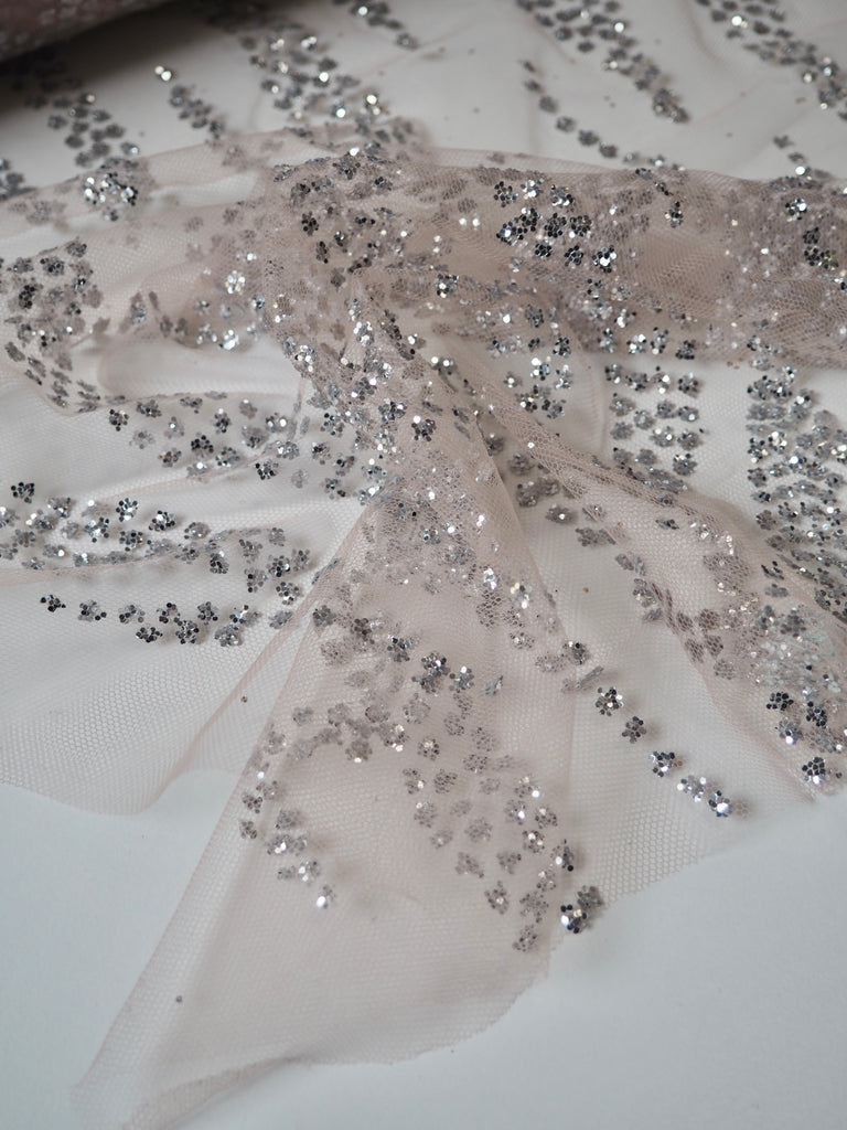 Pink + Silver Zebra Glitter Tulle