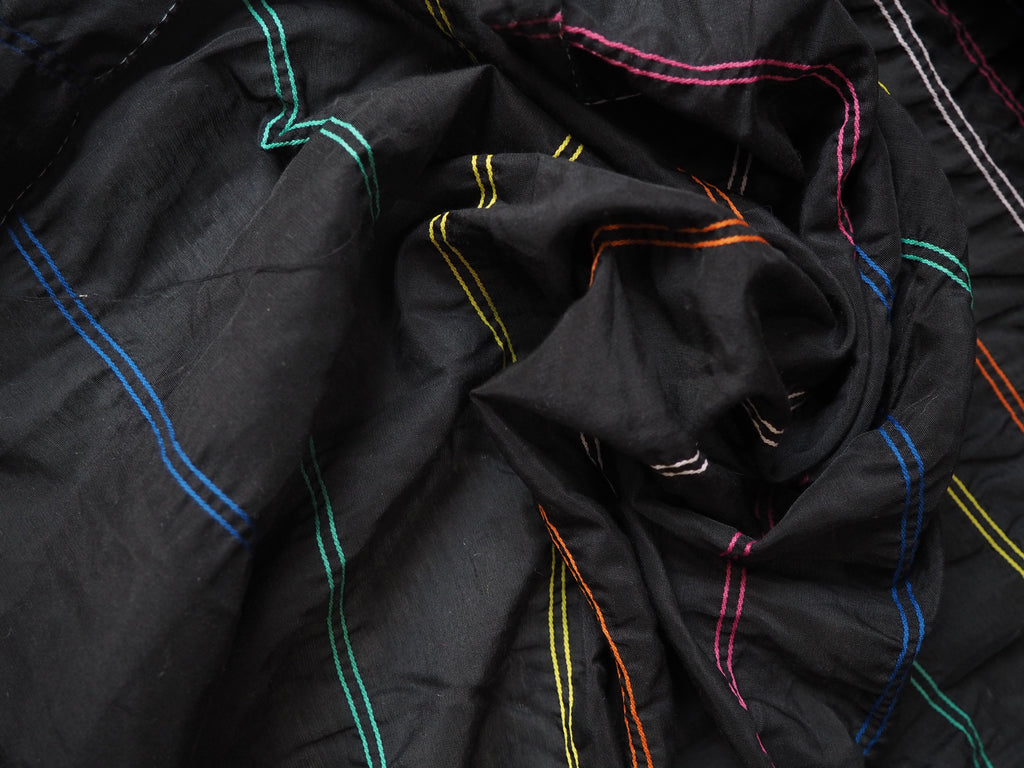 Black + Rainbow Degrading Stripe Cotton (Per Piece)