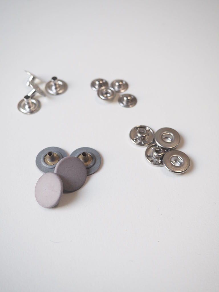 Matte Heather Grey Press Studs 15mm