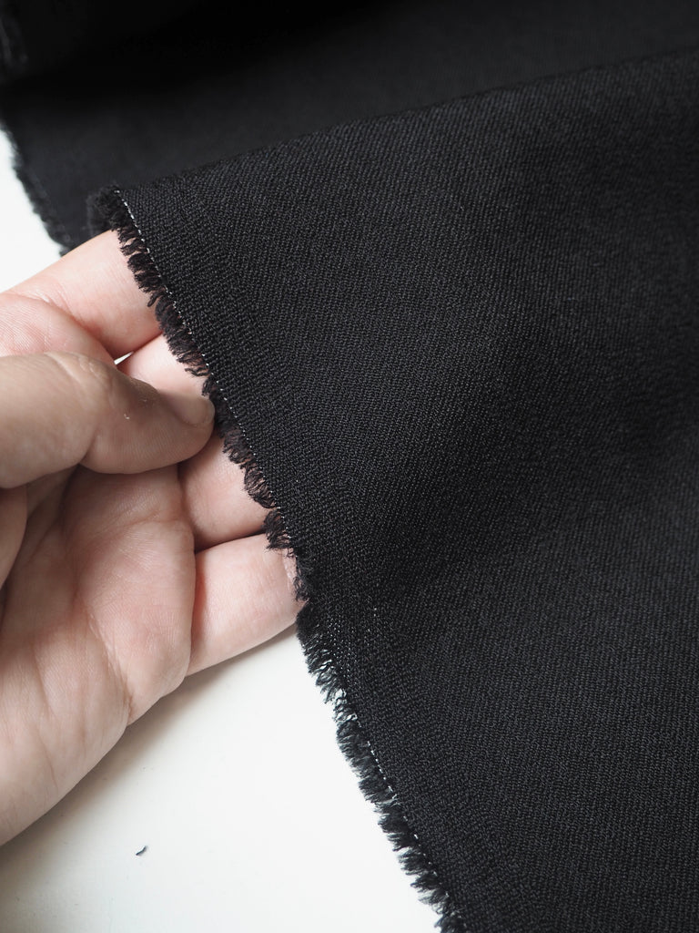 Black Lightweight Wool Blend Twill