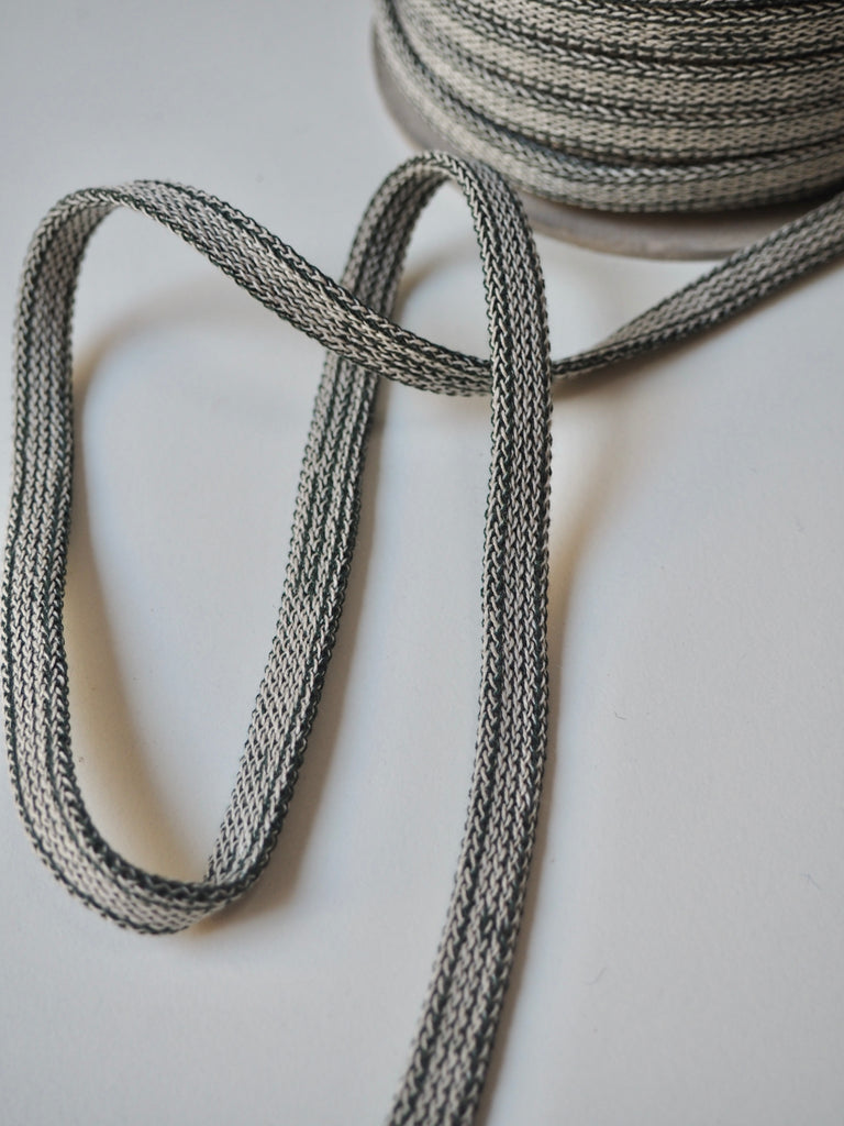 Green + White Flat Braided Cotton Cord 10mm