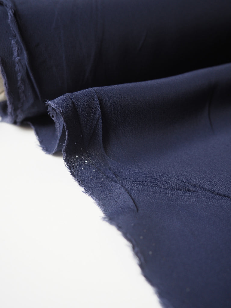 Deep Indigo Silk/Acetate Crepe de Chine