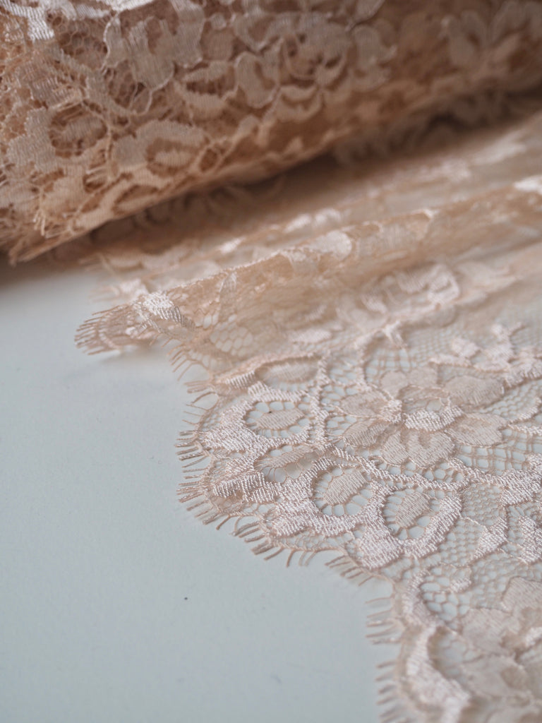 Peach Floral Scallop Lace