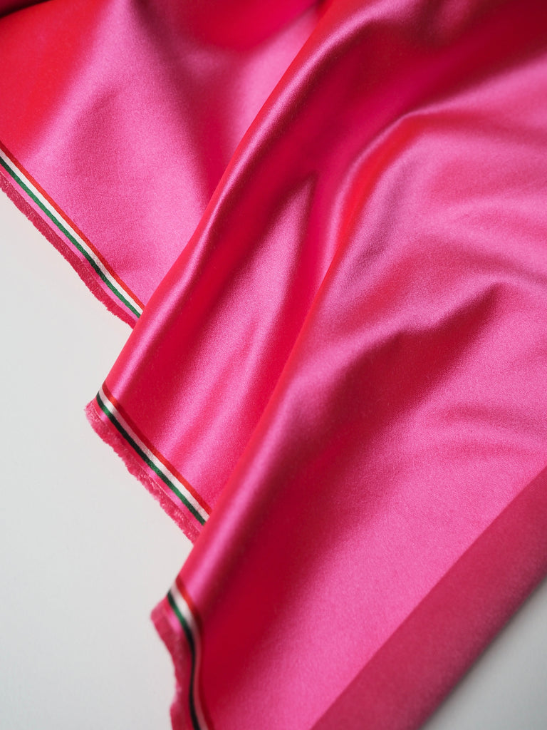 Hot Pink Silk Cotton Duchess Satin