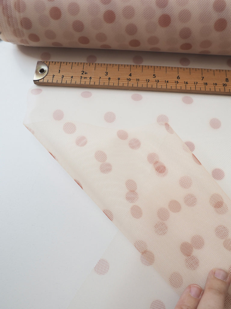 Orange Polka Dot Printed Rigid Tulle