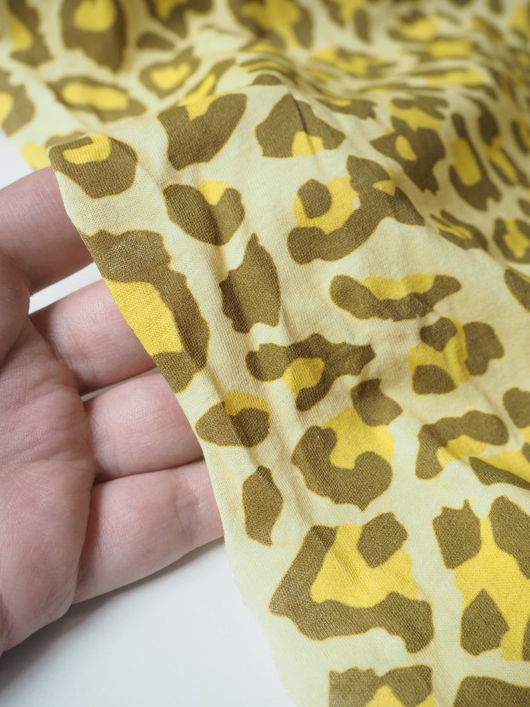 Yellow Leopard Cotton T-shirt Jersey