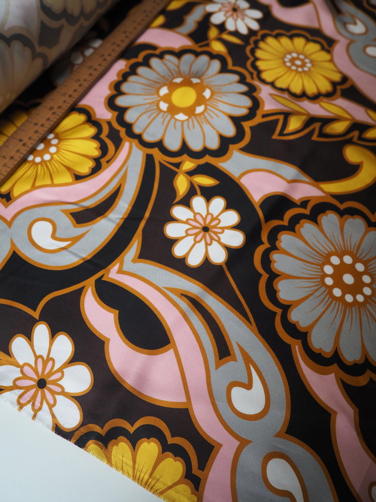 Retro Paisley Silk Twill