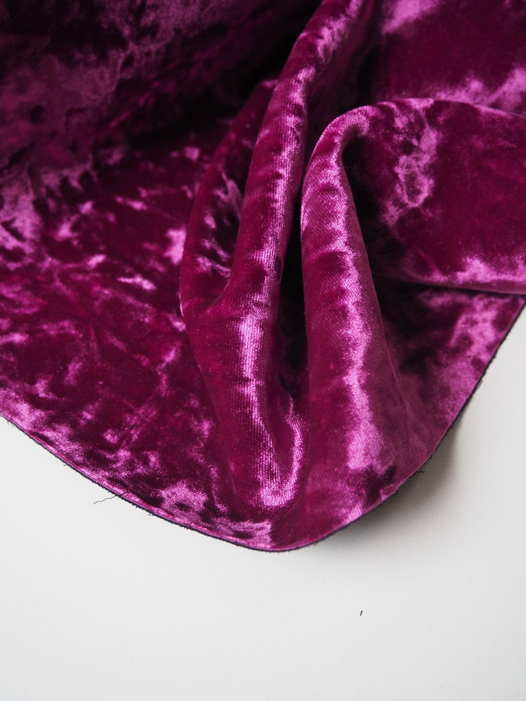 Fuchsia Crepe Bonded Crushed Velvet