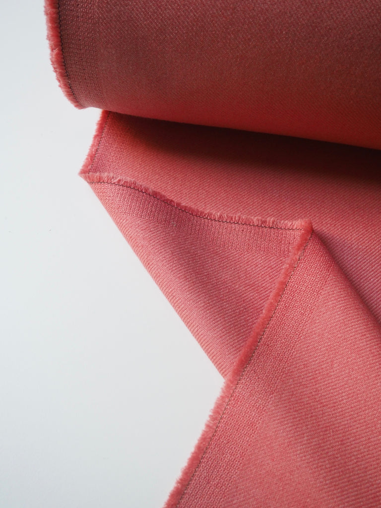 Salmon Pink Sateen Wool Twill