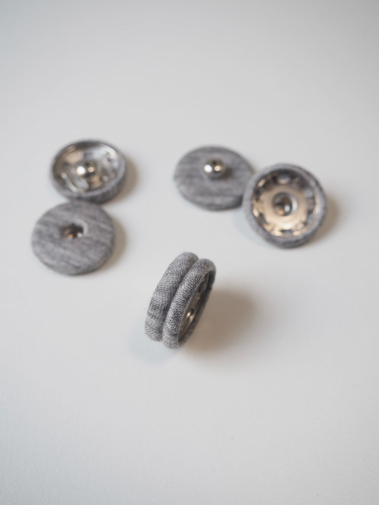 Light Grey Fabric Covered Press Studs 24mm