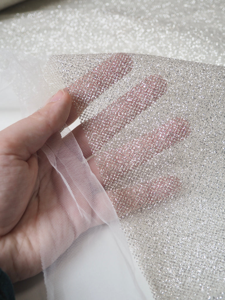 Silver Stardust Glitter Tulle