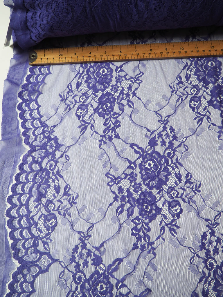 Violet Floral Motif Scallop Lace