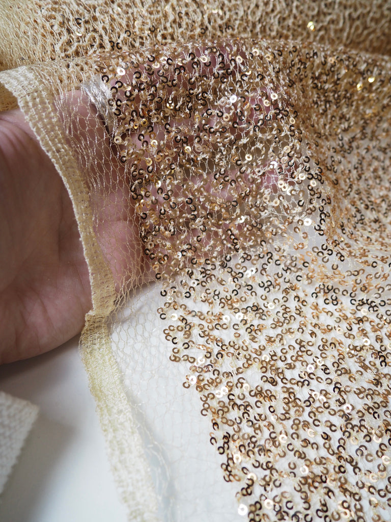 Yellow Gold Sequined Netting