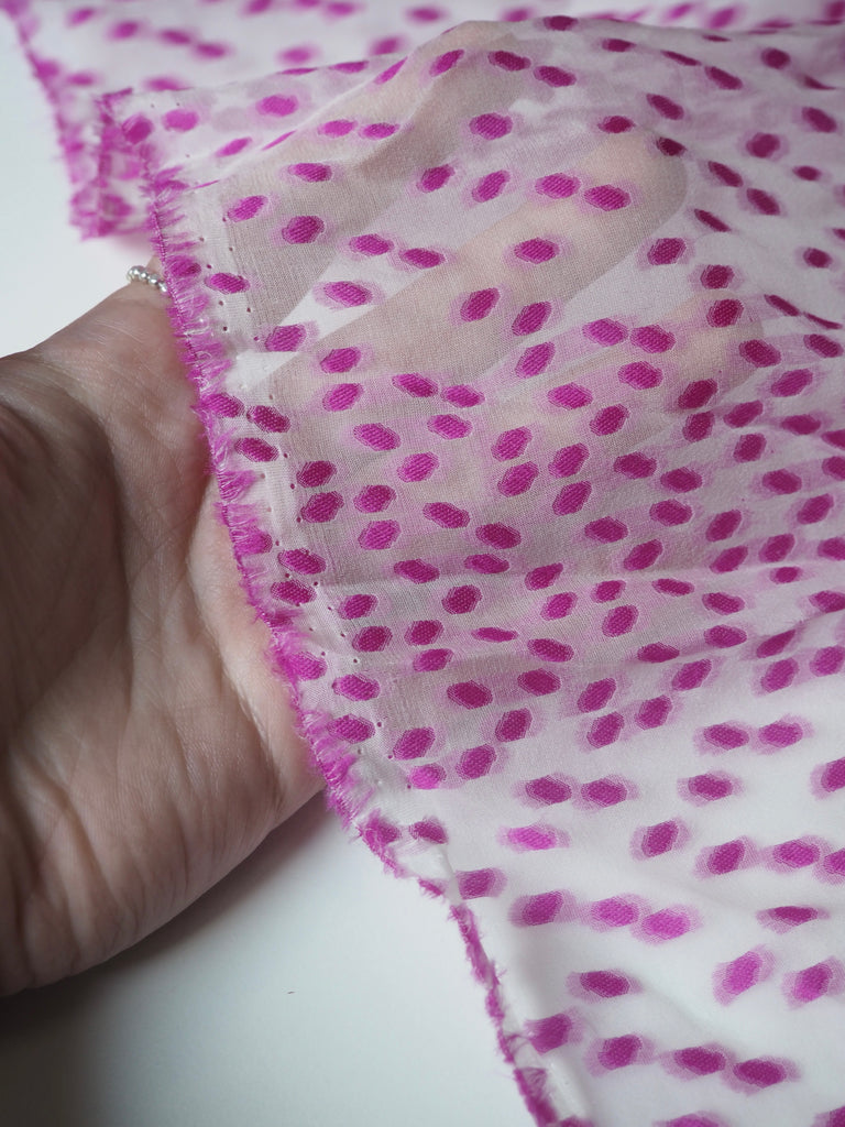 Magenta Spotted Silk Jacquard Chiffon