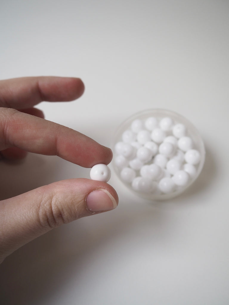 White Glass Beads 10mm