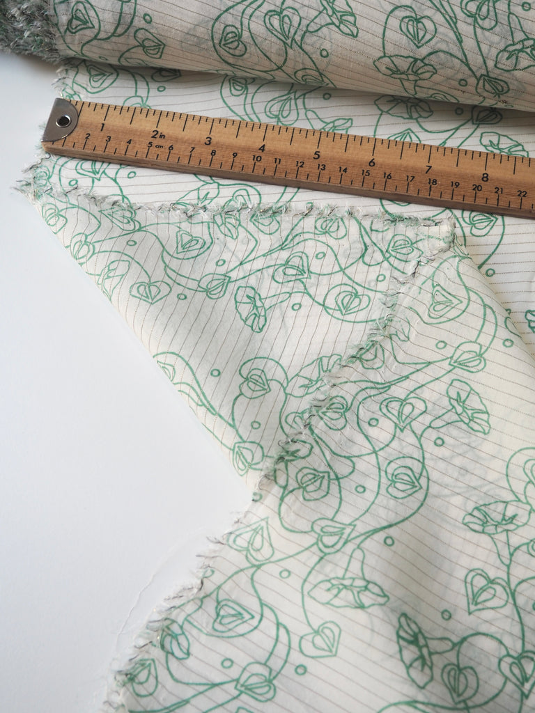 Green Leaf Lurex Stripe Silk Chiffon