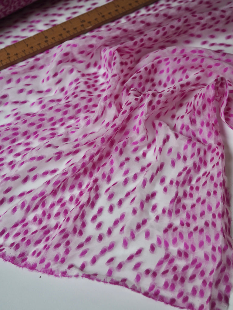 Magenta Spotted Silk Jacquard Chiffon