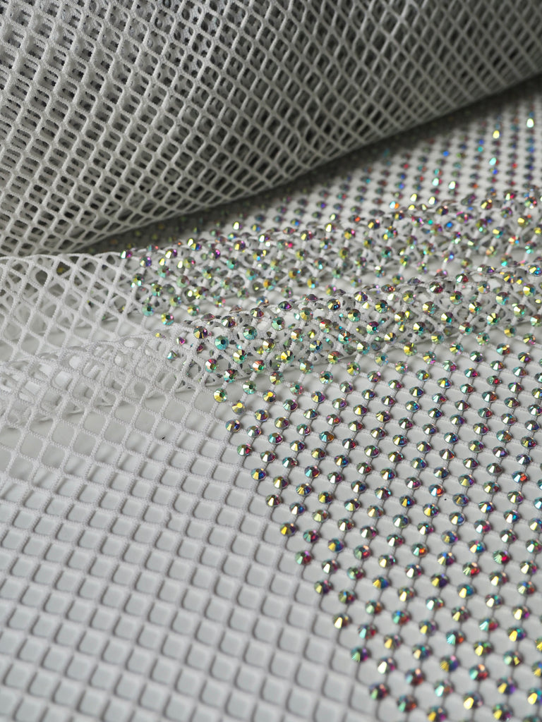 White Iridescent Crystal Fishnet
