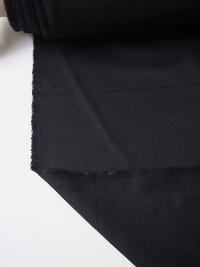 Black Stretch Wool/Silk Twill