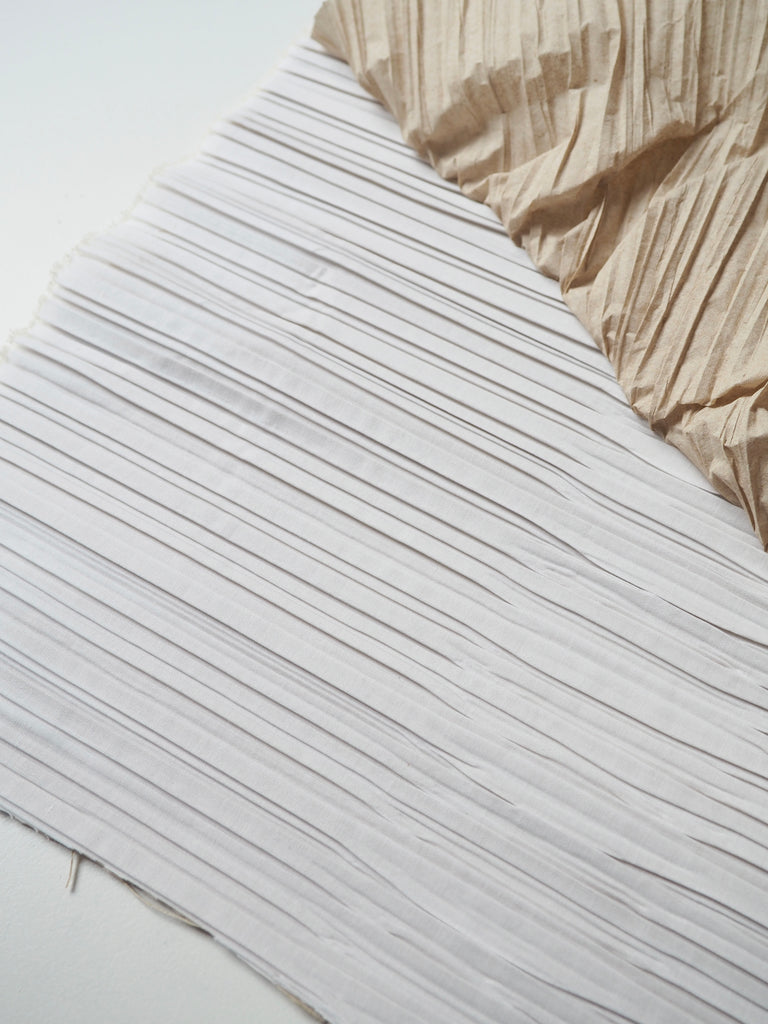 White Mini-Box Pleated Cotton/Poly