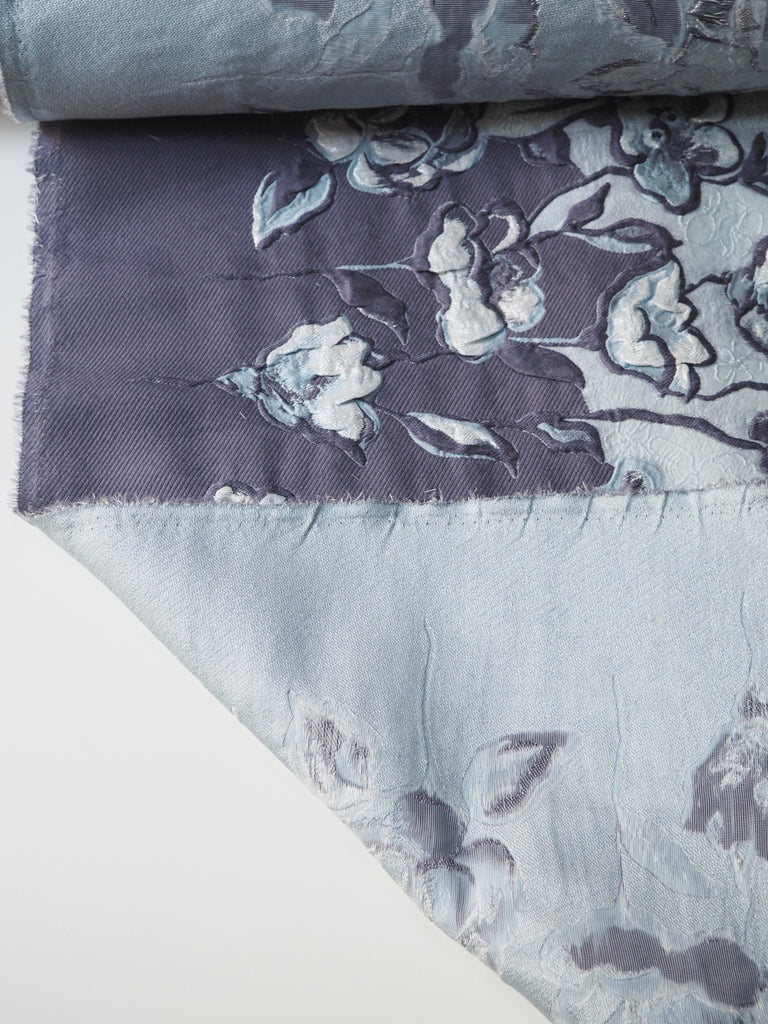 Blue Blossom Panelled Silk Cloqué