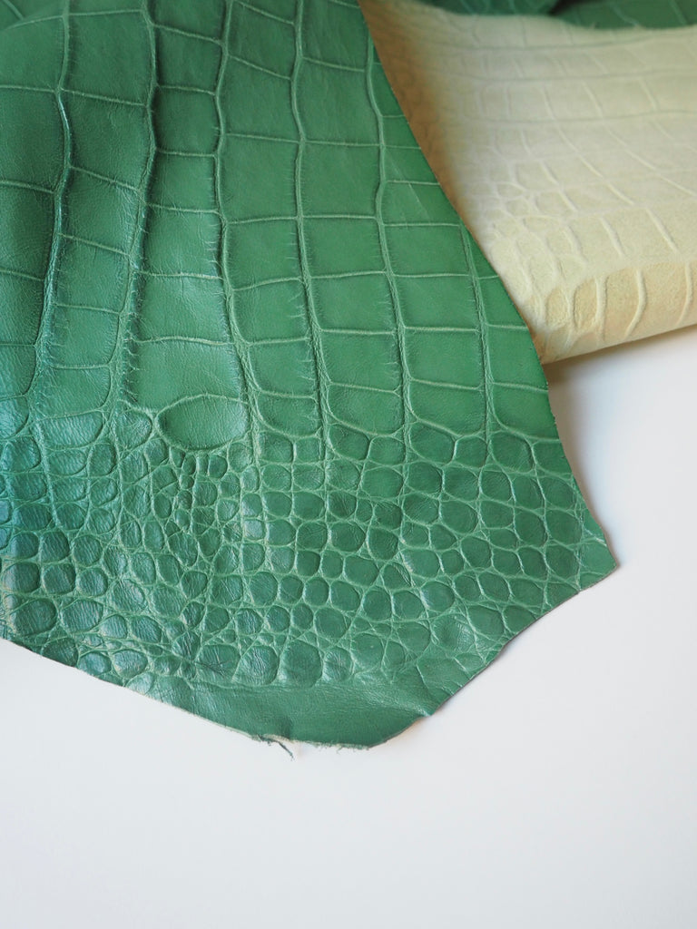 Green Embossed Crocodile Calfskin