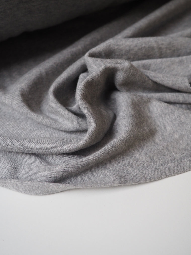 Grey Cotton 1x1 Rib Jersey