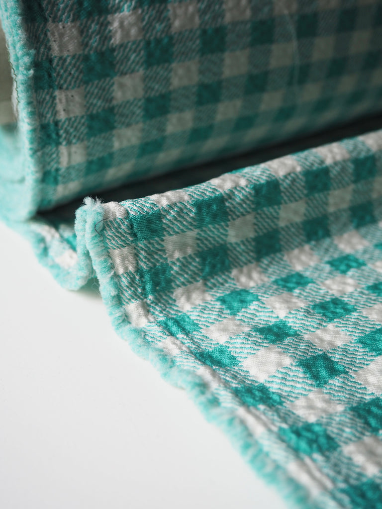 Turquoise Gingham Waffled Crepe