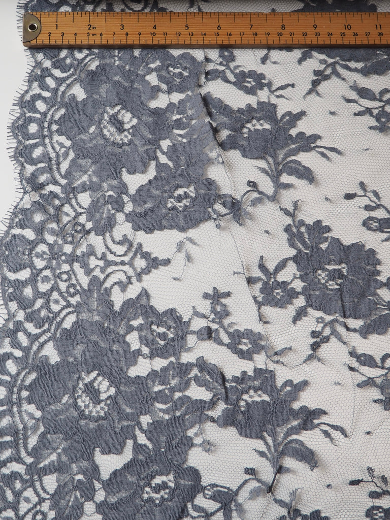 Grey Bloom Scallop Lace