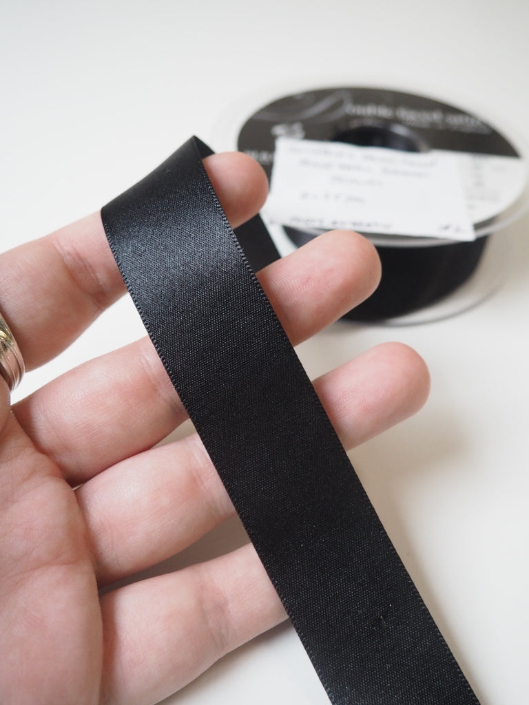 Berisfords Black Double Faced Satin Ribbon 25mm