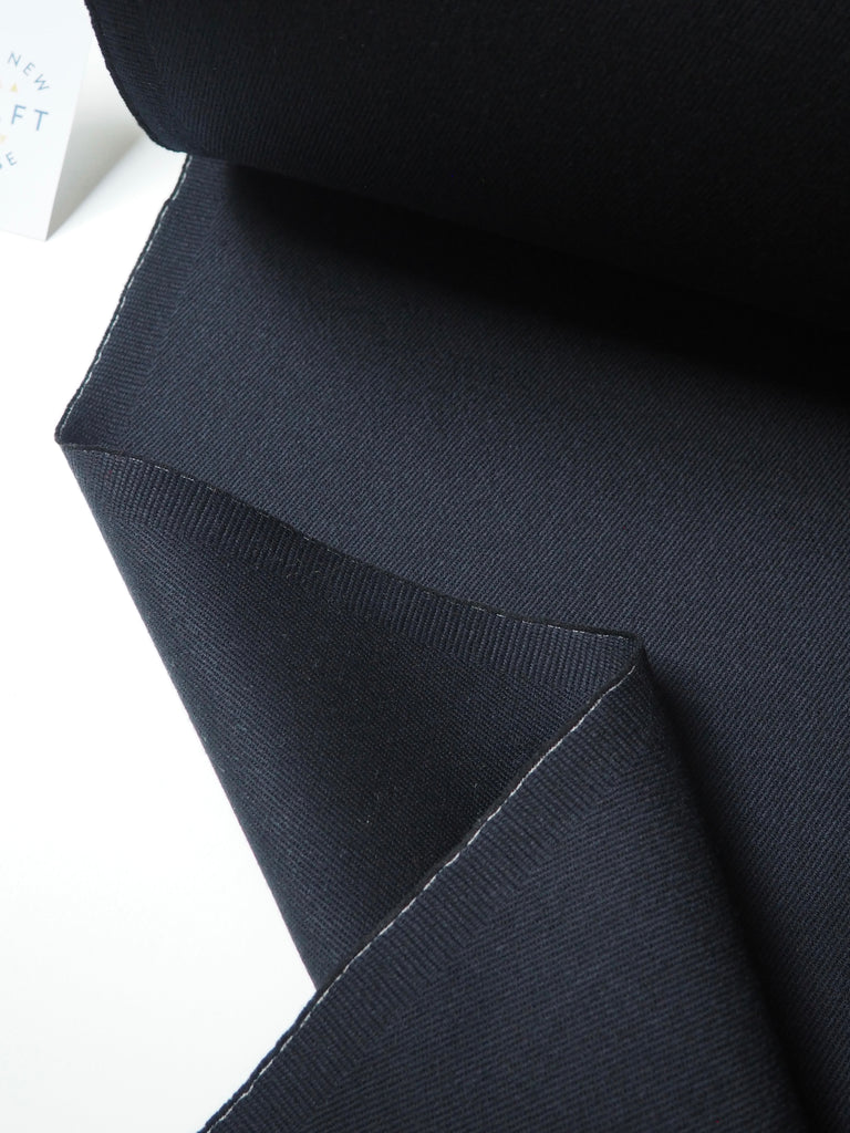 Navy Double Faced Stretch Wool Twill