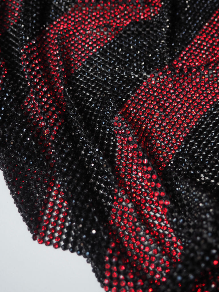 Black + Red Stripe Crystal Chainmail