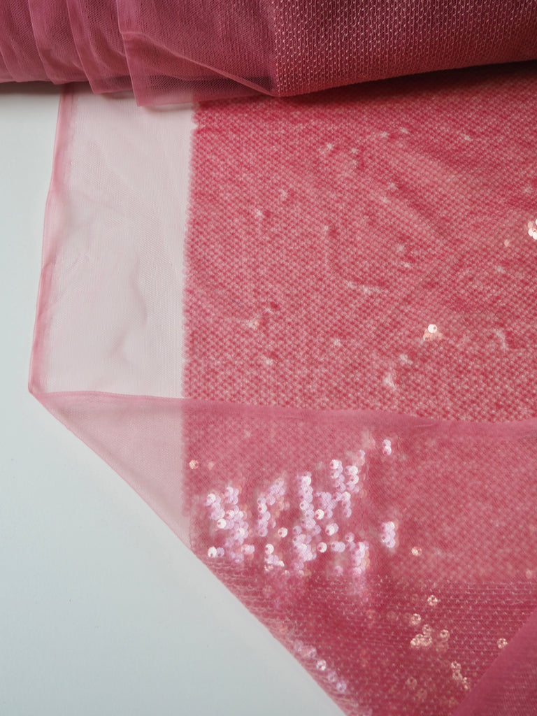 Pink Translucent Sequin Tulle