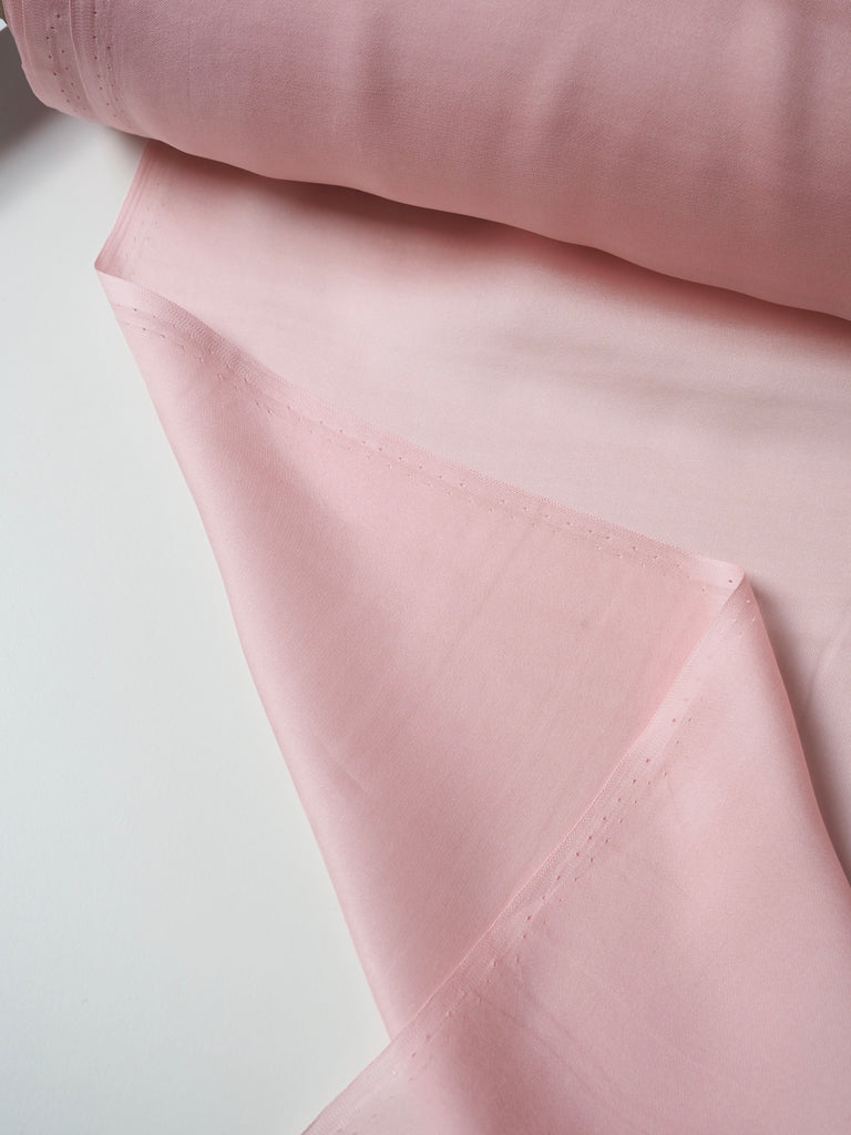 Powder Pink Silk Satin Chiffon