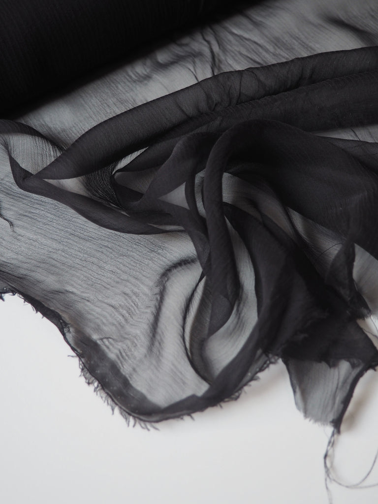 Black Silk Crinkle Chiffon