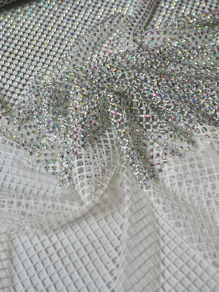 White Iridescent Crystal Fishnet