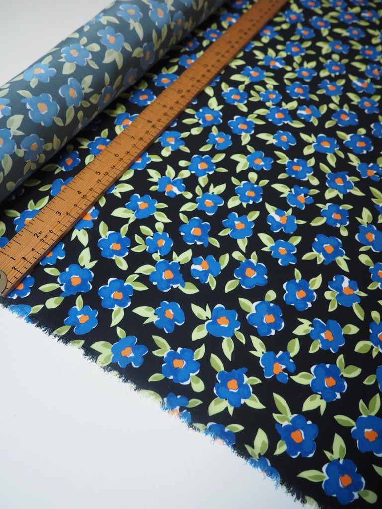 Blue Bloom Crepe de Chine