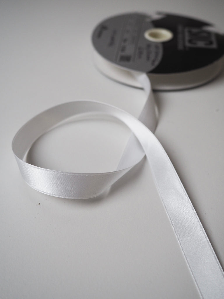 Shindo White Double-Faced Satin Ribbon 12mm