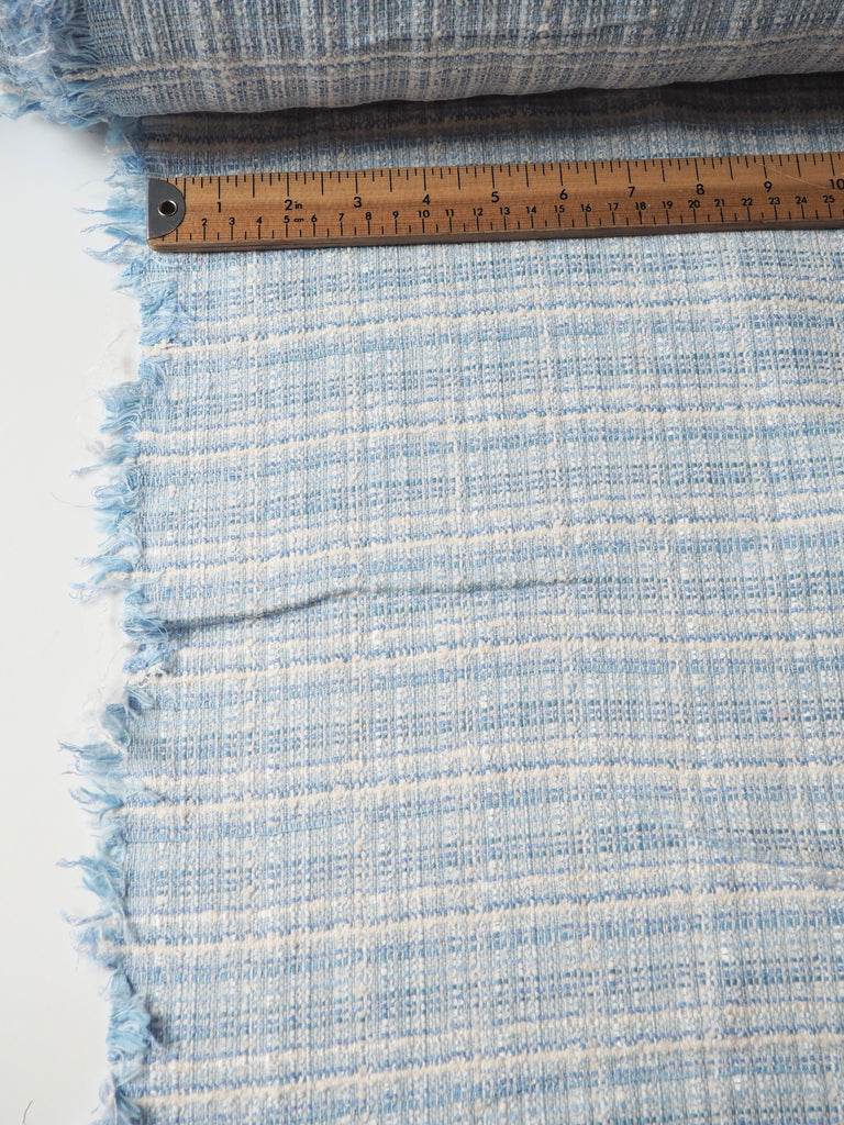 Blue and White Check Cotton Tweed