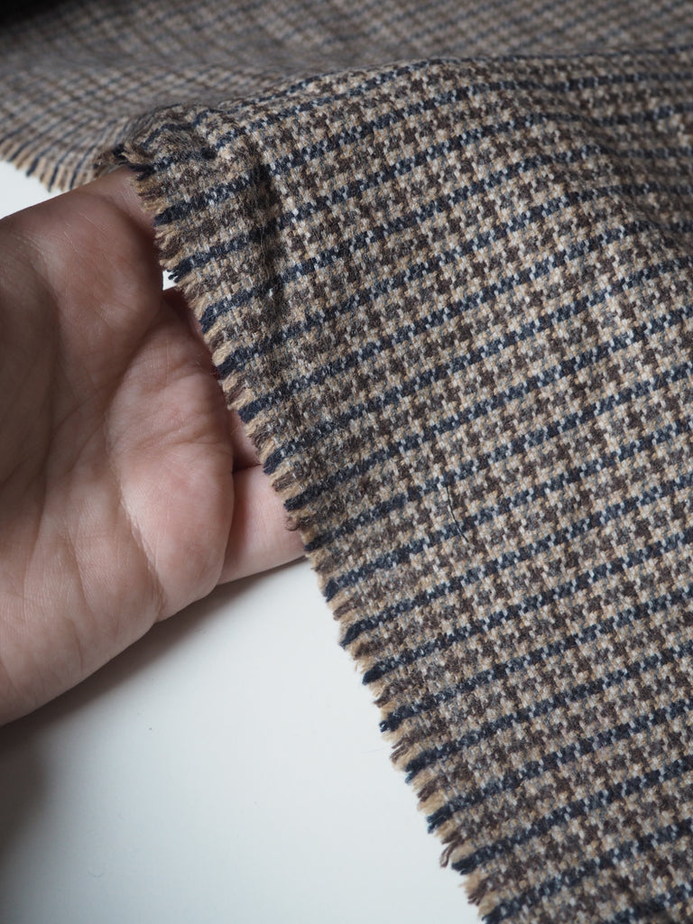 Brown + Blue Check Wool