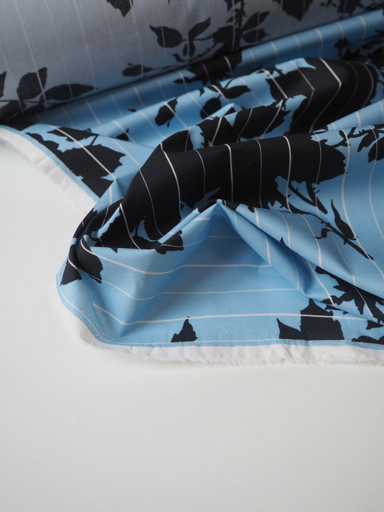 Black Rose Stripe Light Cotton Poplin