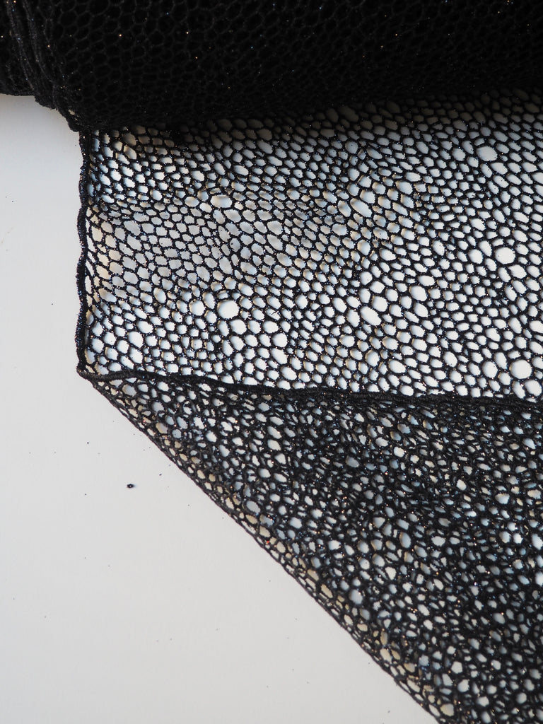 Black Bubble Glitter Guipure Lace