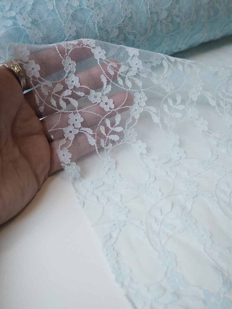 Light Blue Trailing Flower Lace