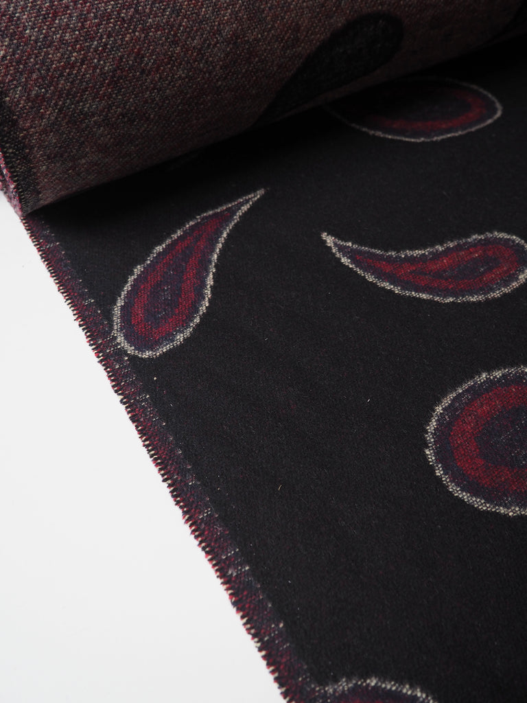 Black Paisley Wool Jacquard