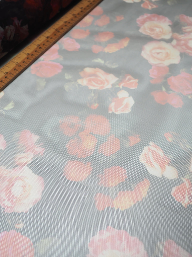 Black Rose Floral Printed Tulle