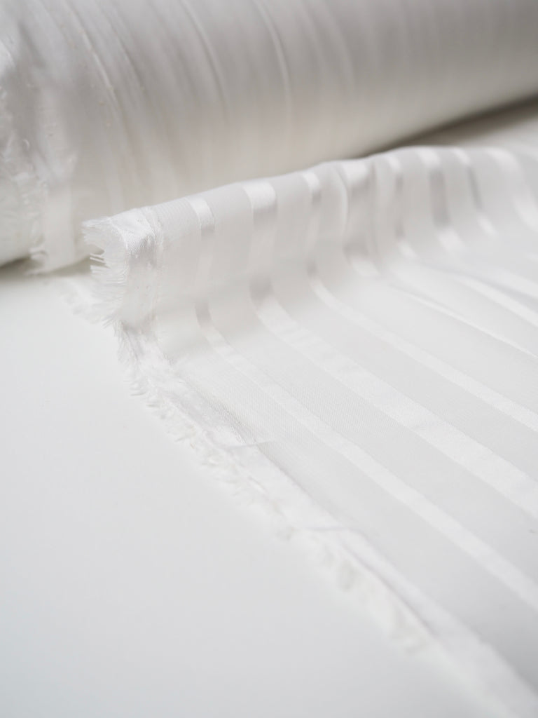 White Satin Stripe Chiffon